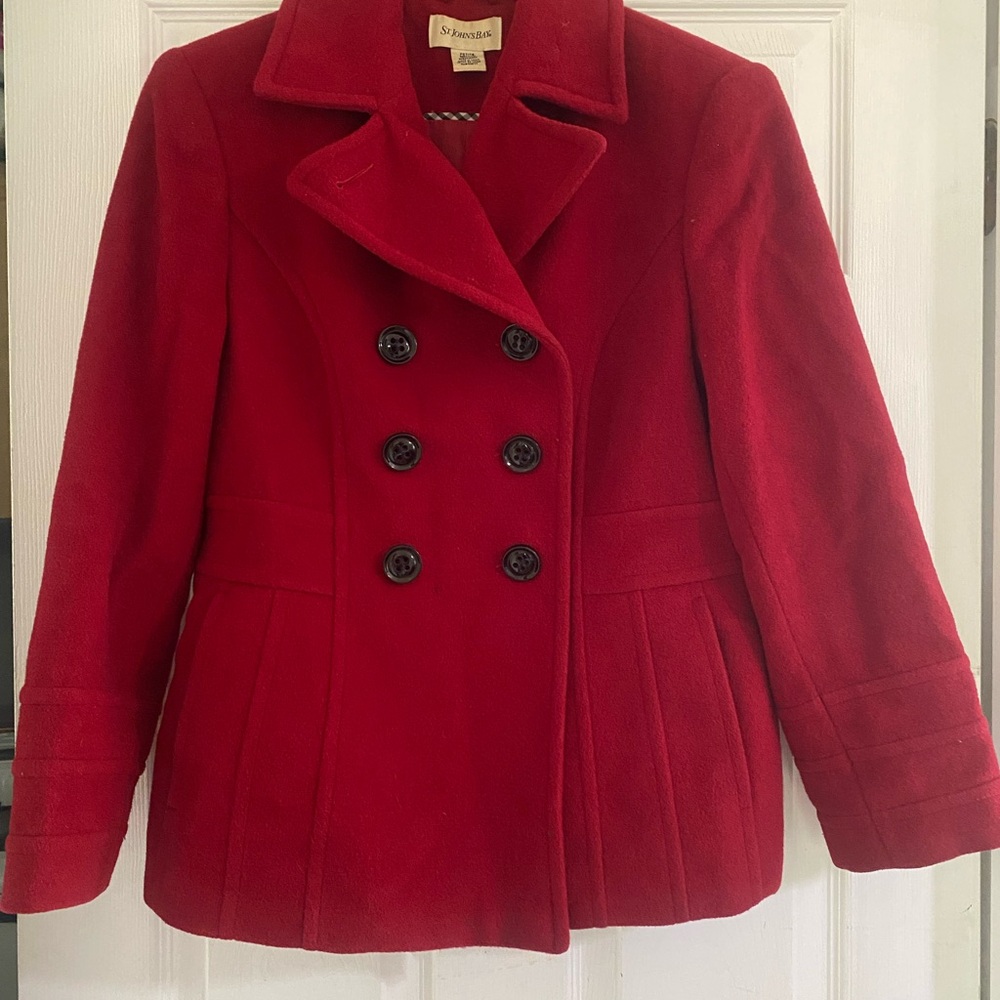 St. John's Bay Vibrant Red Pea Coat